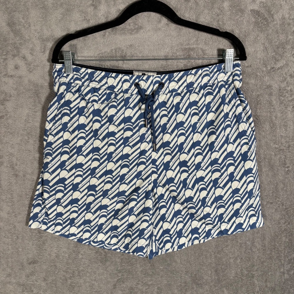 Ted Baker London Salco Geometric Print Swim Shorts Blue White Mens Size 4 L